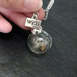 Silver Tone Make A Wish Necklace 26"